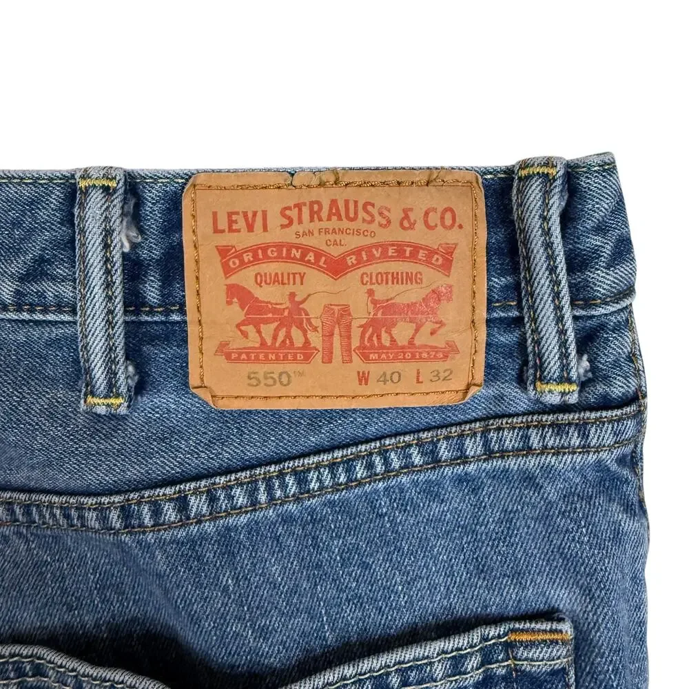 Levi's 550 Jeans Men 40x31 Blue Denim High-Rise Relaxed Fit Straight Leg Zip Fly
